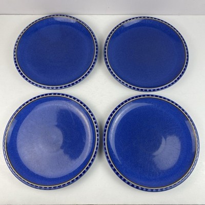 Denby Reflex Blue Salad Dessert Plates  8 7/8'' Stoneware England Set Of 4 *READ*