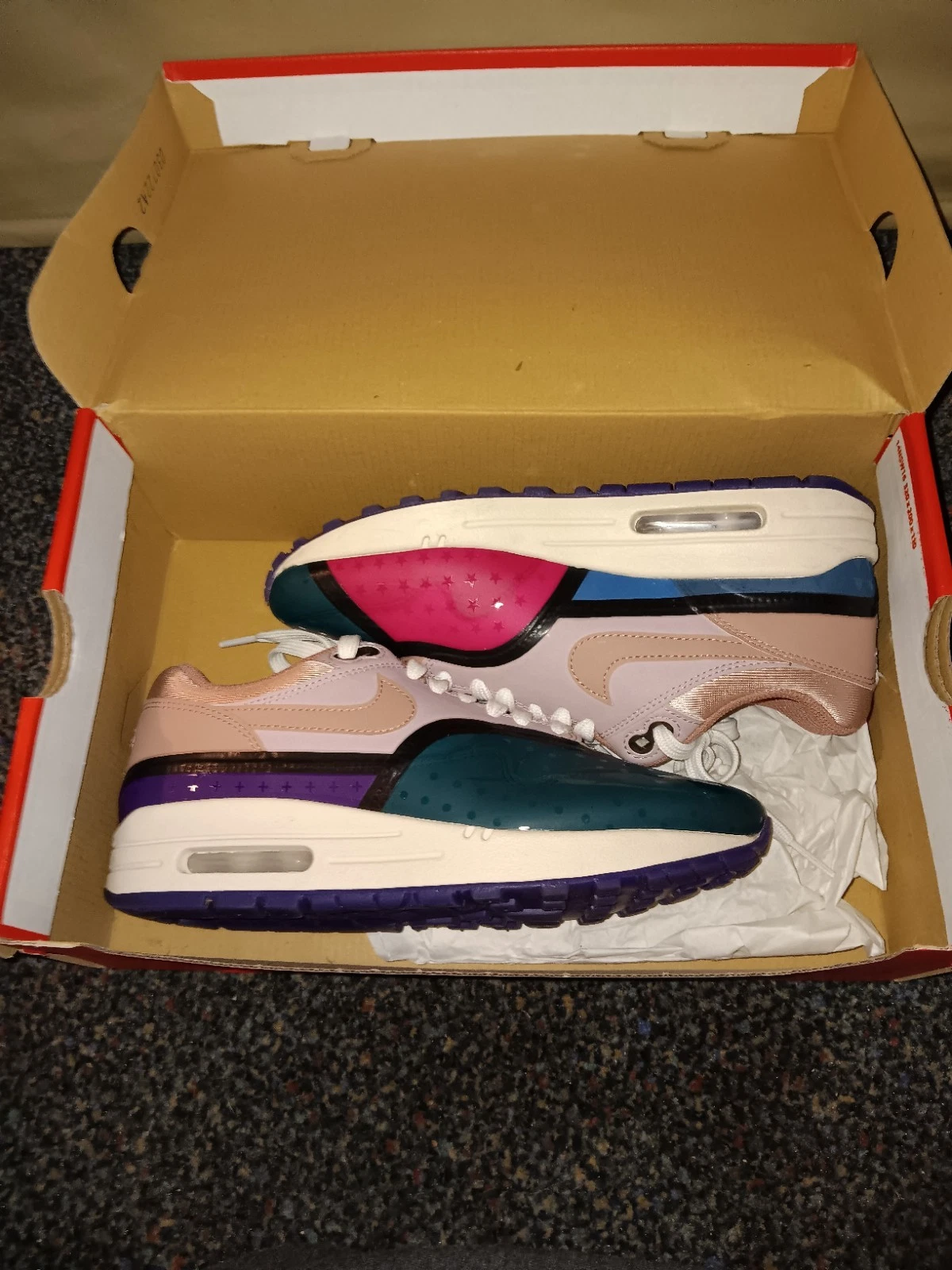 [DV2301 501] Nike Sneakers Donna Air Max 1 PRM Plum Fog Fossil Rosa Rosa