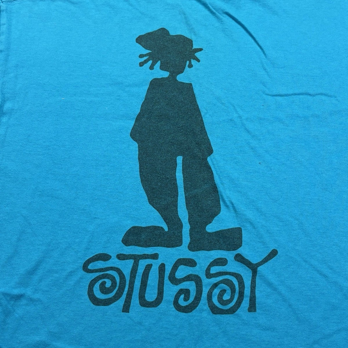 Vtg Stussy Shadowman T Shirt Men's L Blue 90s Streetwear Logo