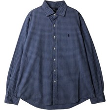 Used Ralph Lauren STANTON CUSTOM FIT long-sleeve wide-collar cotton check sh...