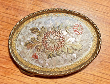 Cowgirl Belt Buckle Flower Leaf Swirl Etched Ornate Floral Gold Tone Western