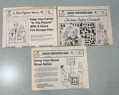 Three Issues-Jr Firefighters News Paper. Given At Schools Mid 1980s in Oregon.