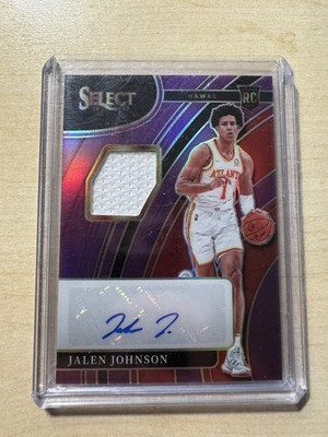 2021-22 Panini Select Jalen Johnson RC Rookie Jersey Patch Auto Purple Prizm /99
