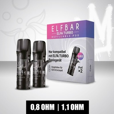 ELFBAR ELFA Turbo Leerpods für E-Zigarette Vape Refill Elfliq 0.8 / 1.1Ohm