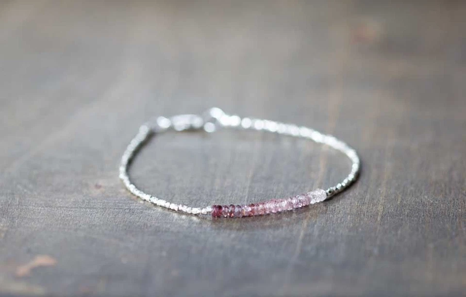 zaffiri e pietre preziose di pirite perline argento sterling 925 bracciale... - Immagine 4 di 4