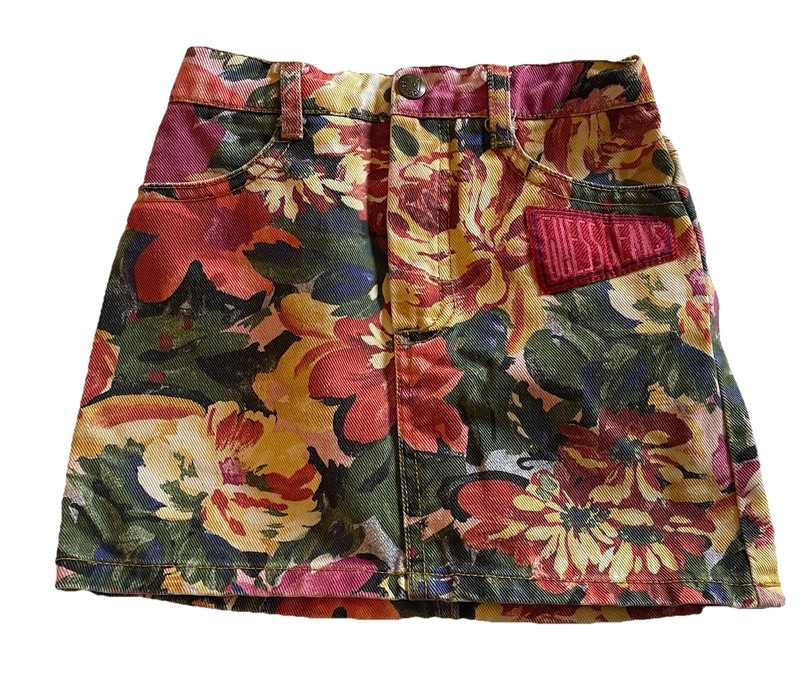 Vintage 90s GUESS Jeans Denim Floral Skirt Girls 4Y