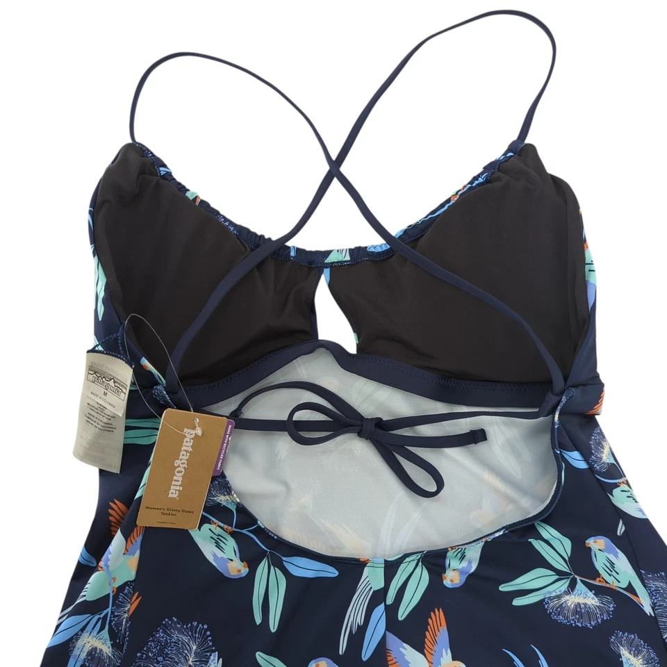 Patagonia Women M Glassy Dawn Tankini Top Parrots Small New Navy Blue Swim NEW - Image 4 of 4