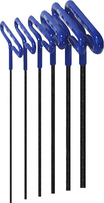 Cushion Grip Hex T-Key Allen Wrench Set, 6 Metric Sizes (2-6mm, 9'' Shaft)