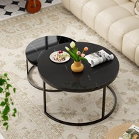 2Er Set Rund Couchtisch Marmor Optik Beistelltisch Wohnzimmertisch Satztisch