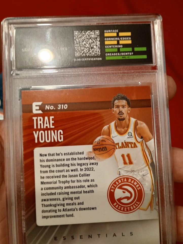 2022 Panini Chronicles -Essentials Trae Young Green Ice Graded Degree 8 - Image 2 of 4