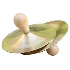 1 Pair Hand Cymbals Marching 9 cm 3.54 Inch, Finger Zills Gold Percussion