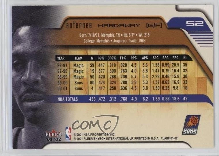 2001-02 Flair Anfernee Hardaway #52 - Image 2 of 2