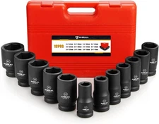 3/4 Inch Drive Deep Impact Socket Set, 12 Piece Metric Combination