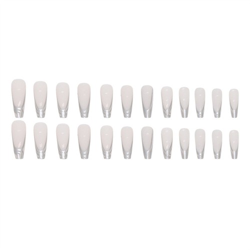Silver Waves French False Nail Coffin Long Press on Nails for Nail Art 24pcs - Picture 3 of 6