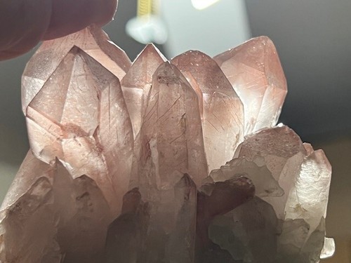 SUPER RARE,A++ COLOR: PINK LEMURIAN QUARTZ CLUSTER, BRAZIL ." METAPHYSICAL GOLD" - Picture 2 of 22