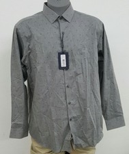 Hart Schaffner Marx Grey Pin Dot Cotton Button Up L/S Men's Shirt XL NWT 98.50