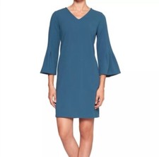 Banana Republic Size Small Blue 3/4 Bell Sleeve V-Neck Women's Classy Mini Dress
