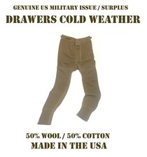 US MILITARY EARLY ECWCS THERMAL DRAWERS COLD WEATHER MEN'S XS 50/50 COTTON WOOL