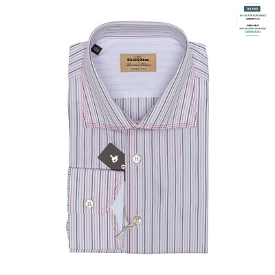 690$ LUXURY GERLIN Shirt TRIPLE STITCHED ALUMO Cotton 16 - 41  1O ZILLI