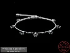 Genuine 925 Sterling Silver Ankle Bracelet Women Anklet Foot Jewelry Chain Beach