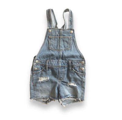 Girl's Old Navy Distressed Denim Short Overalls
