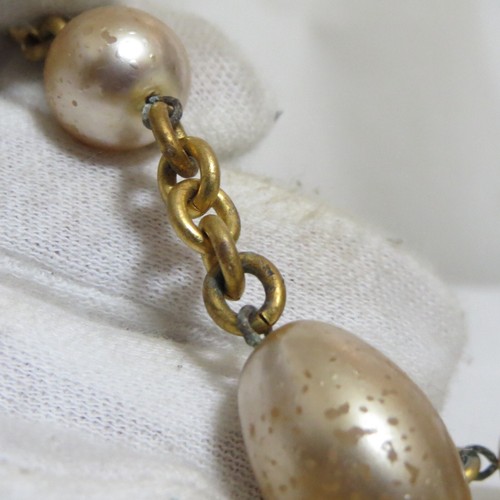 Auth Vintage Celine Faux Pearls Long Necklace Chain Belt Goldtone 90cm/35.4" in - Picture 18 of 24