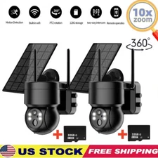 Solar Battery Powered Wireless WiFi Outdoor Pan/Tilt Home Security Camera System