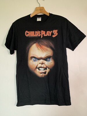 Child s Play 3 Chucky Doll Black Graphic T Shirt Sz S