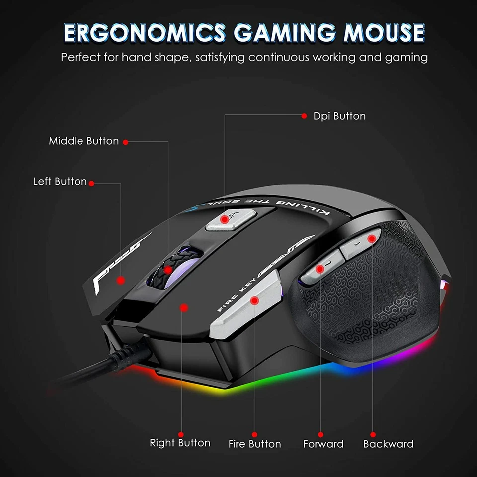 Beastron Colorful Backlit Gaming Keyboard + Mouse & Mouse pad, Multimedia knob - Image 3 of 4