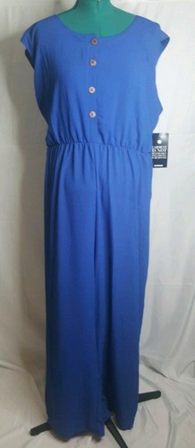 Avenue Plus Size Blue Sleeveless Button 