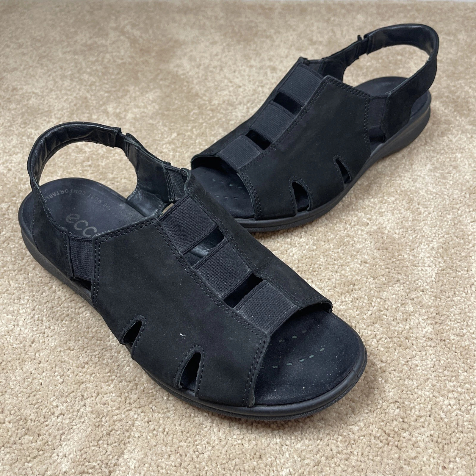 Sandali comodi ECCO neri scamosciati slip on slingback donna 7 EU 38