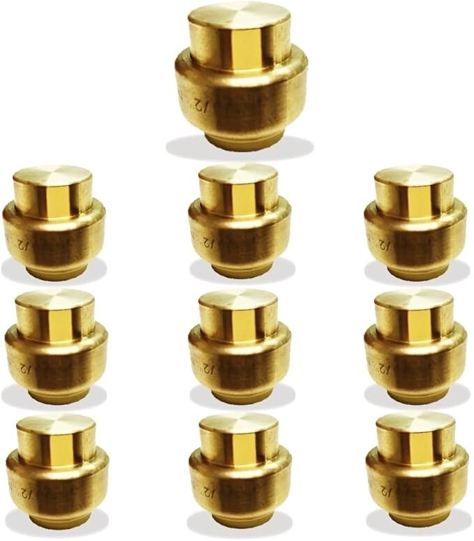 1/2" Push Cap - Push Fit End Cap - Push to Connect Plumbing Fitting (Pack of 10)