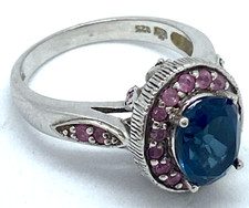 Sterling Silver / 925 Blue  Pink CZ Ring Size 7