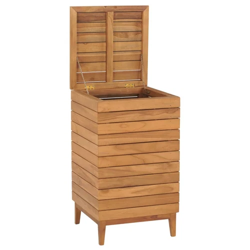 Laundry Basket 40x40x70  Solid Teak Wood O9I6 - Picture 3 of 7