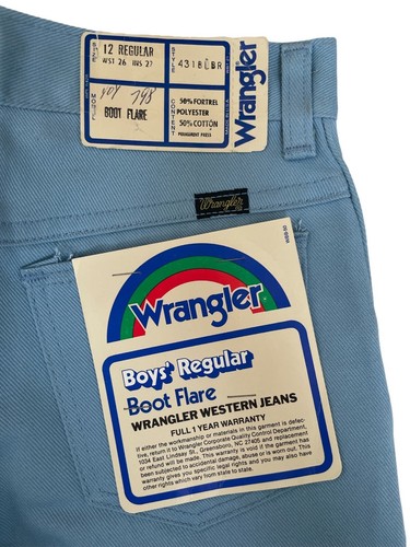 vintage wrangler boy's boot flare jeans size 12 deadstock 70s NWT made in USA - Picture 3 of 8