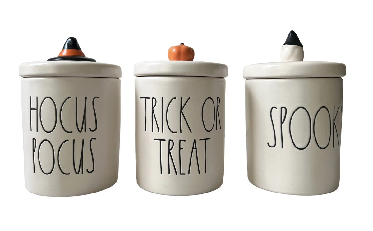 3 Rae Dunn Ceramic Halloween Canisters Home decor