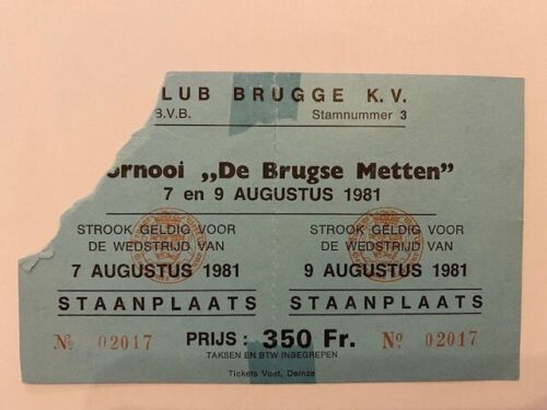 Ticket Brugse Metten 1981 Club Brugge - SK Lierse - Grazer AK - Budapest Honved  - Afbeelding 1 van 1