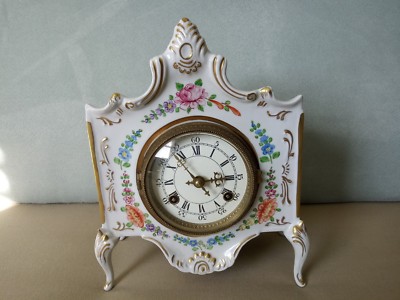 German Dresden Floral Porcelain Mantel Clock -Collector Piece | eBay
