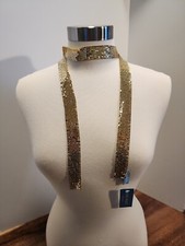 Nine West Skinny Gold Chainmail Brass Scarf NWT