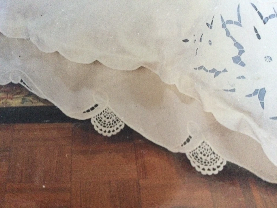 Volantes de cama doble de encaje hechos a mano 100 % algodón marfil, encaje hecho a mano, nuevo vintage  Foto 3 de 4