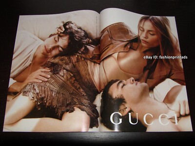 vintage GUCCI 2-Page PRINT AD Spring 2005 NATASHA POLY Joao Vellutini TESTINO