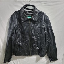Country Field Trucker Leather Black Leather Full Zip Jacket Size Xl