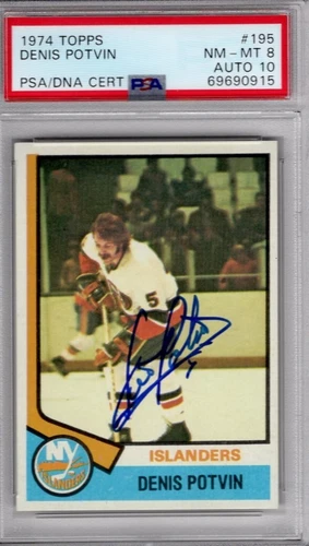 1974 Topps #195 Denis Potvin RC Rookie PSA 8 Auto 10 Islanders