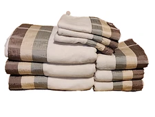 Lot of 9 Croscill Fairfax Towels Taupe Set of 3 Bath 3 Hand & 3 Washcloths