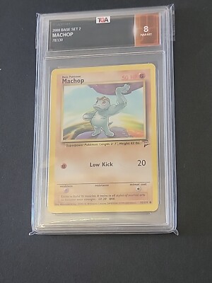 Machop Pokemon Card 78/130 Base Set 2 2000 TGA Graded 8 NM-Mint