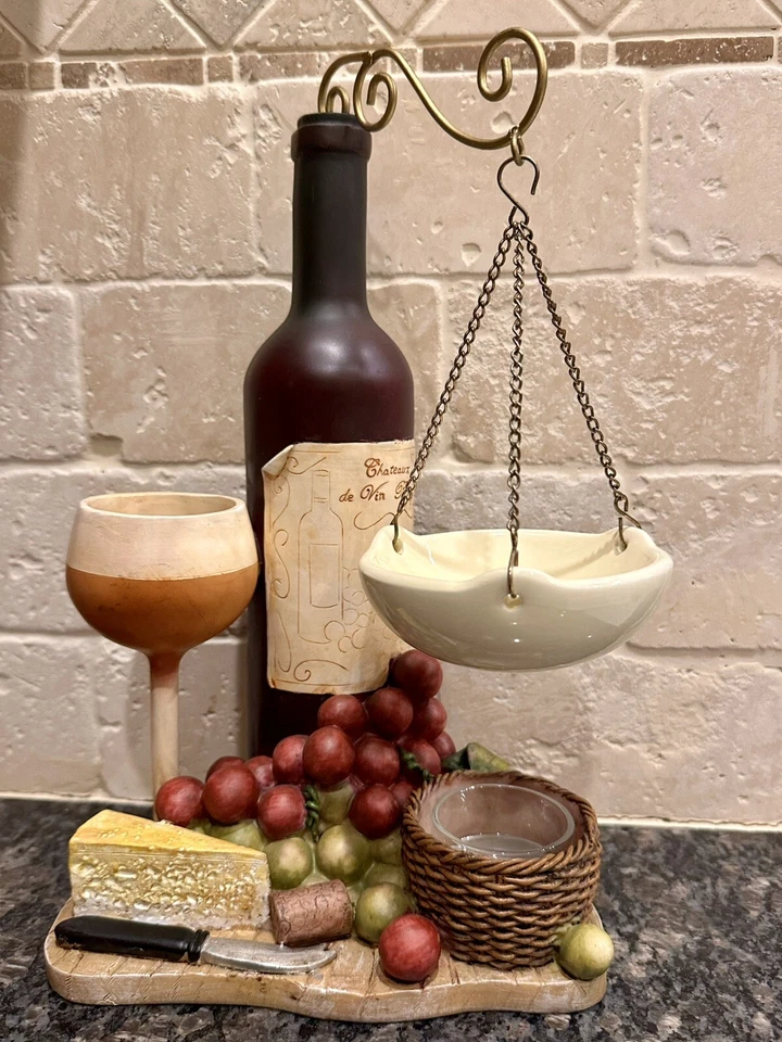Calentador de aceite/cera Tealight vino y uva y queso con bandeja colgante Foto 4 de 4