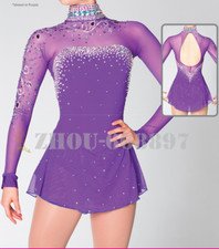 Ice Skating Dress Halo Dyeing Asymmetric Hem Spandex Competition Skating purple