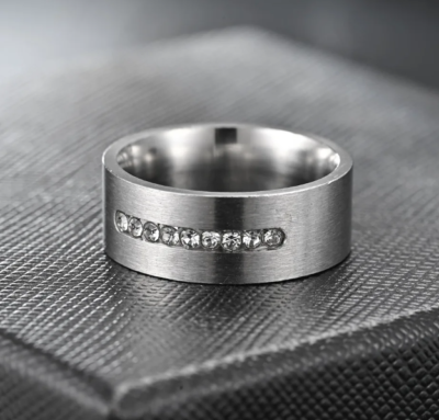 Women's Stainless Steel Cubic Zirconia Ring – Engagement & Wedding Band, Marquise Cut 2 thumbnail image