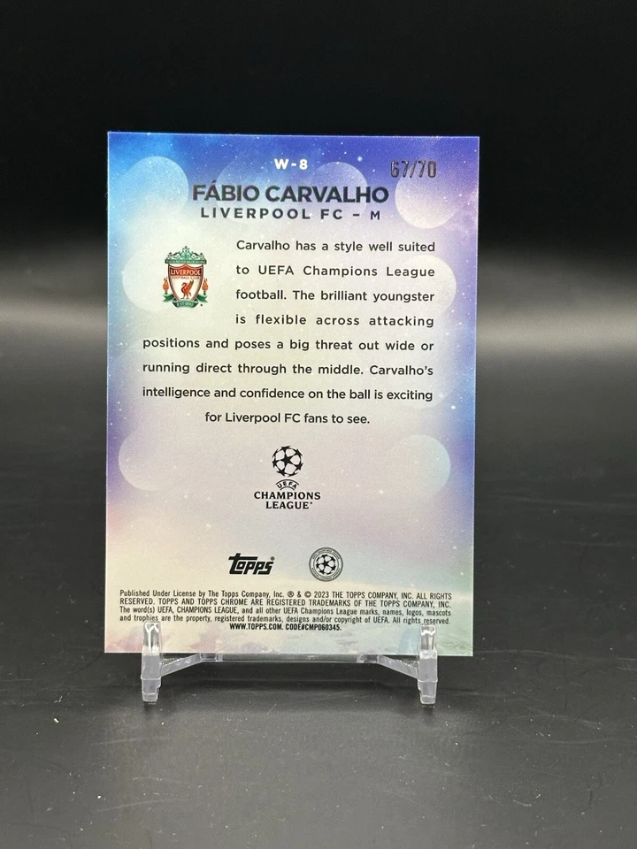 2022-23 Topps Chrome FABIO CARVALHO /70 Rookie RC Green Sapphire Wonderkids - Image 2 of 2