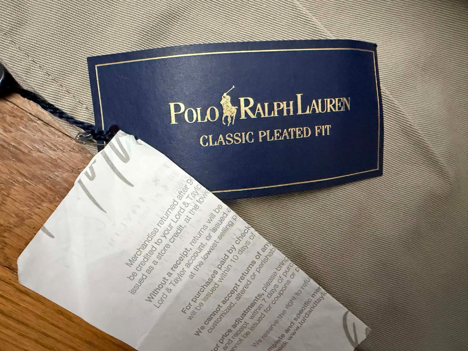 Polo Ralph Lauren Pants Mens 36x32 Beige Chinos Classic Pleated Fit Vintage thumbnail 5